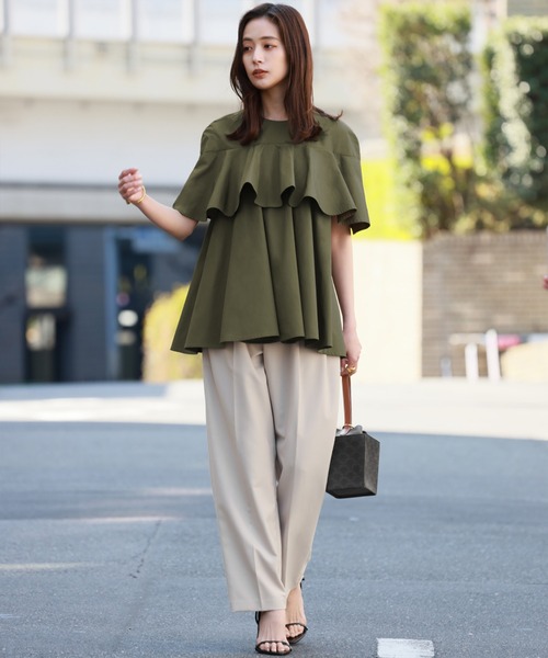 ELFRANK ブラウス シャツ ヨーク切り替えフレアブラウス「綿100％使用