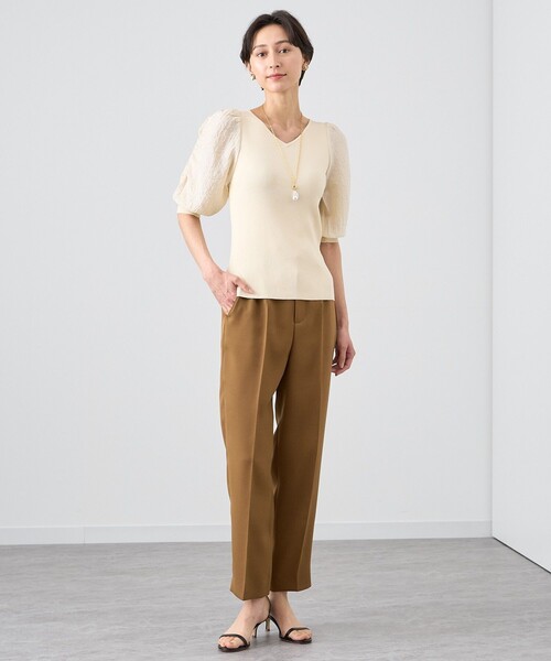 未使用タグ付 24SS アナイ 袖タック 浅Vネック プルオーバー ニット ANAYI ニット セーター 袖タック浅Vネック プルオーバー