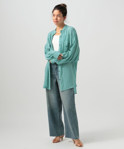 爽やか！ロングシャツ BAYFLOW ブラウス シャツ 「透け感が涼しげ」シアースラブロング