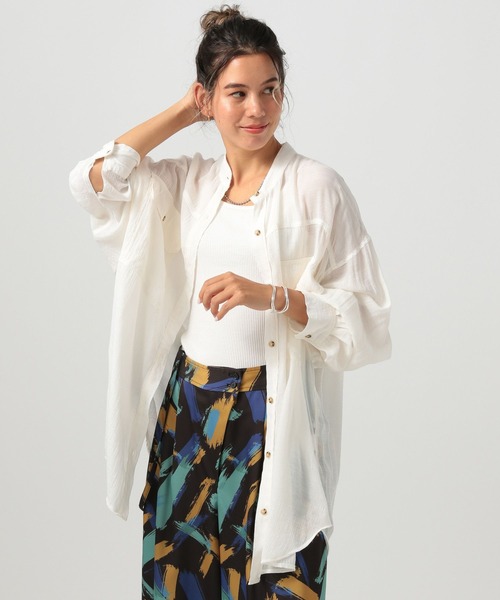 爽やか！ロングシャツ BAYFLOW ブラウス シャツ 「透け感が涼しげ」シアースラブロング