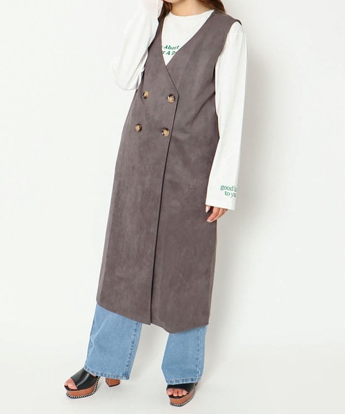 ベスト ジレ 「上品スエード調×着回し力」レディース ロングジレ