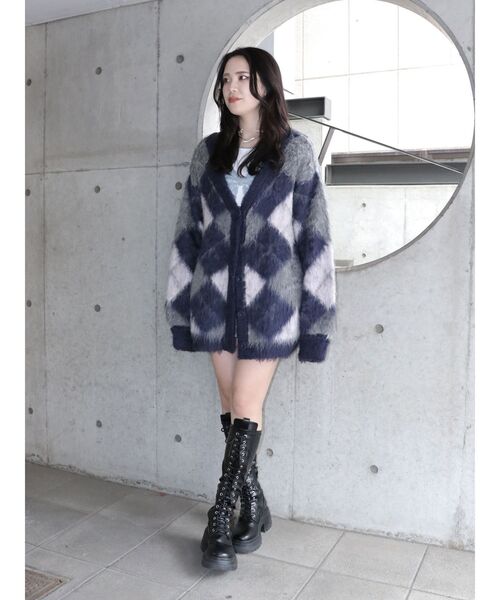 jouetie（ジュエティ） カーディガン パターンモヘアライクルーズ