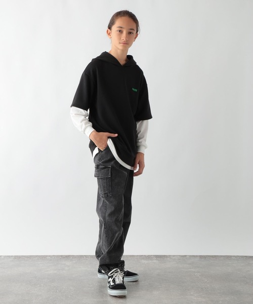 REPUBLIC &CO　JKT＆PANTS　パーカー付き PAIRMANON STREET】ロゴプリント ポケット付き プルパーカー
