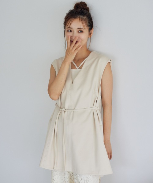 mysty woman ベスト ジレ ウエストマークVネックベスト 149823