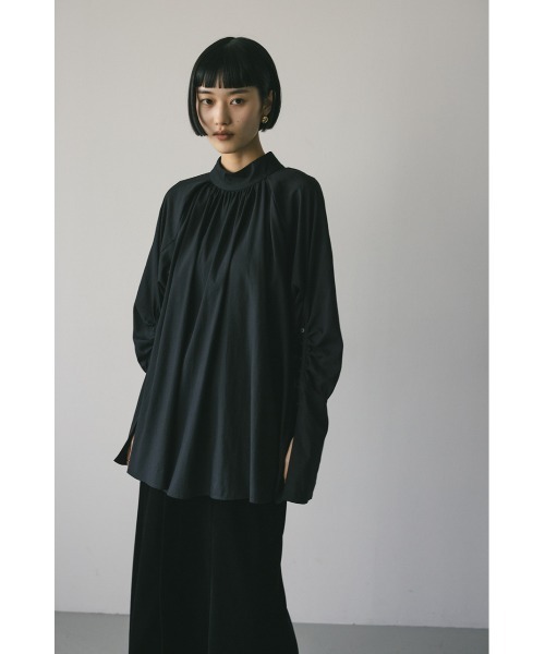 HOPE ホープ 黒 ブラック AssemblyShirt ギャザー 長袖 シャツ ブラウス 服 売れ筋商品|||アパレル レディース サイズ38 STYLEMIXER ブラウス シャツ ロングカフギャザータックブラウス