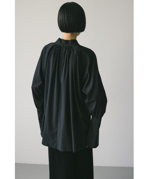 マーガレットハウエル　バンドカラー　ブラウス　シャツ　タックフレア　ギャザー STYLEMIXER ブラウス シャツ ロングカフギャザータックブラウス