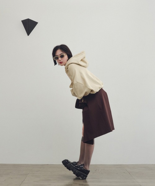 パーカー 「Mikako collaboration」タックスリーブフーディースウェット レディース Mikako collaboration】タックスリーブフーディースウェット