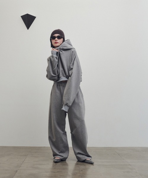 パーカー 「Mikako collaboration」タックスリーブフーディースウェット レディース Mikako collaboration】タックスリーブフーディースウェット