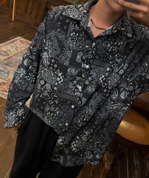 美品　アニエスベー　フランス製　ペイズリー柄　長袖シャツ agnes b. - フランス製 ビンテージ アニエスベー 薄手 コットン