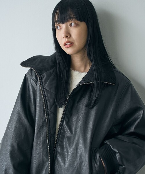 coen（コーエン） ブルゾン アウター レザーライクパディング