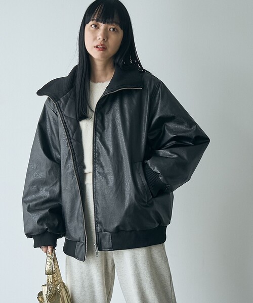 coen（コーエン） ブルゾン アウター レザーライクパディング