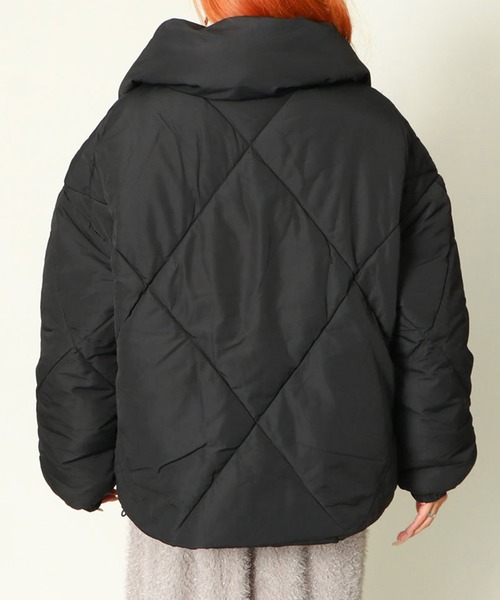 【美品】INDEPENDENT ダイヤキルト ブルゾン ブラック XL ブルゾン アウター ダイヤキルトBIGカラーブルゾン レディース