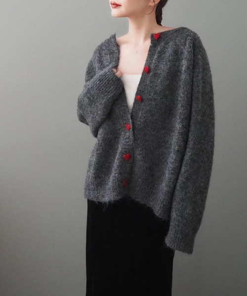 カーディガン heart button knit cardigan /ハートボタンニット