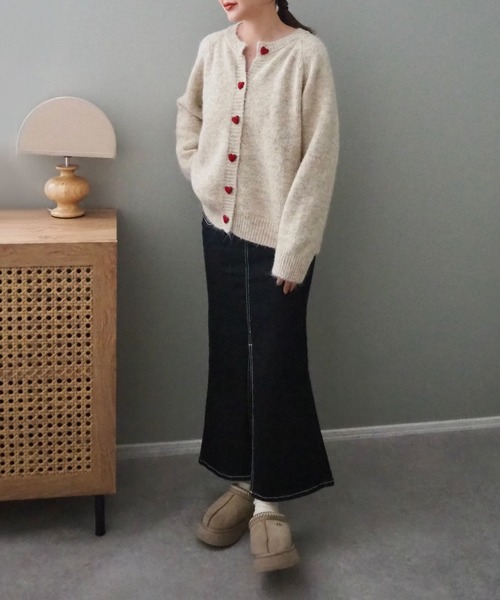 カーディガン heart button knit cardigan /ハートボタンニット