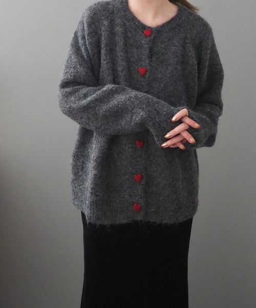 カーディガン heart button knit cardigan /ハートボタンニット