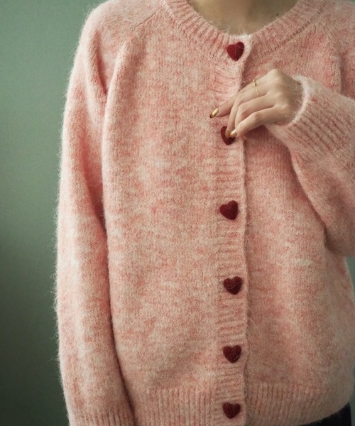 カーディガン heart button knit cardigan /ハートボタンニット