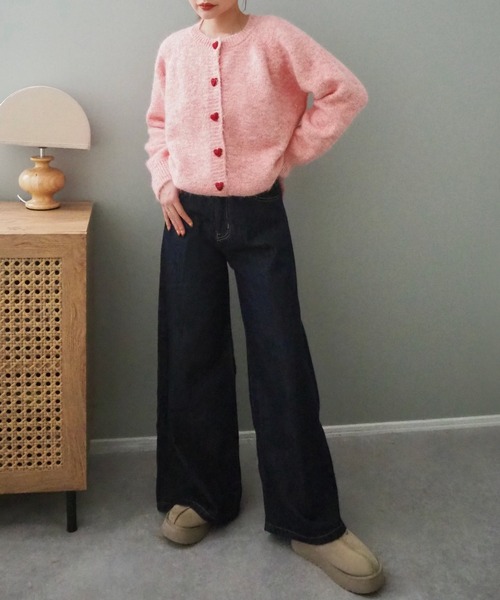 カーディガン heart button knit cardigan /ハートボタンニット