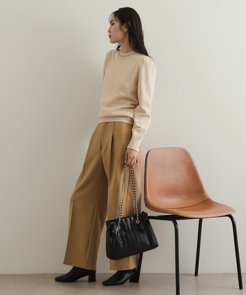 OPAQUE.CLIP ニット セーター 「美人百花掲載」ビジューネック