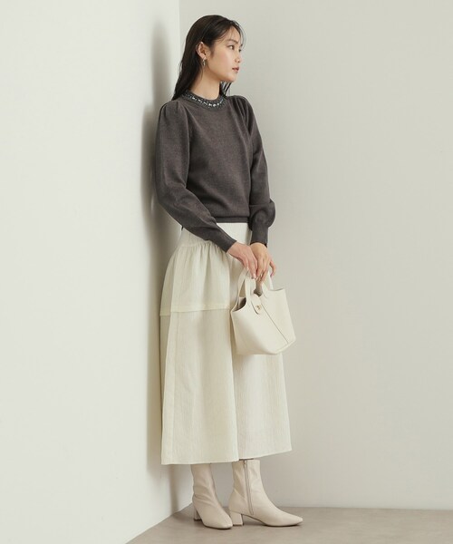 OPAQUE.CLIP ニット セーター 「美人百花掲載」ビジューネック