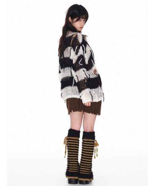 ニット セーター 「YOUTHBATH」Stripe partial damage knit レディース メンズ セール】【YOUTHBATH】Stripe partial damage knit（ニット