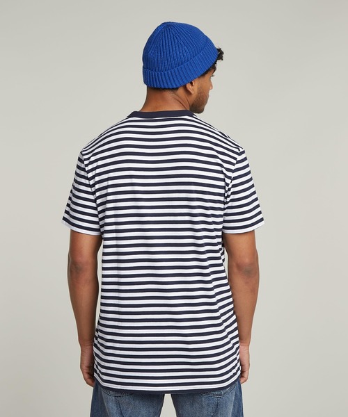 送料込★G-Star★Nifous Stripe Tシャツ G-STAR RAW tシャツ NIFOUS STRIPE T-SHIRT/ワンポイントロゴ