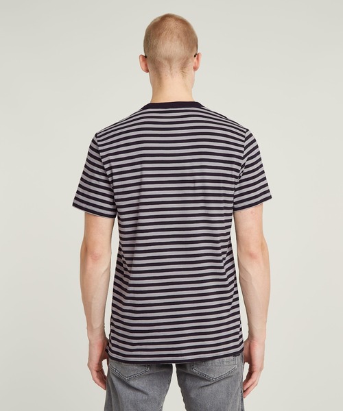 送料込★G-Star★Nifous Stripe Tシャツ G-STAR RAW tシャツ NIFOUS STRIPE T-SHIRT/ワンポイントロゴ