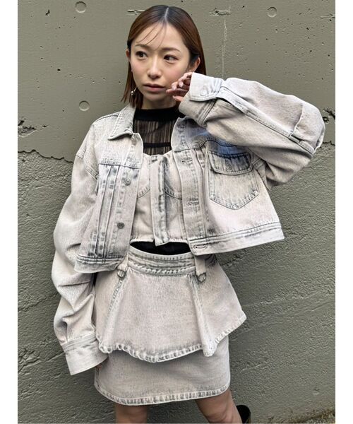 【新品】MURUA ガーターデニムビスチェ Pink セール】【SET UP対応】ガーターデニムビスチェ（ベスト