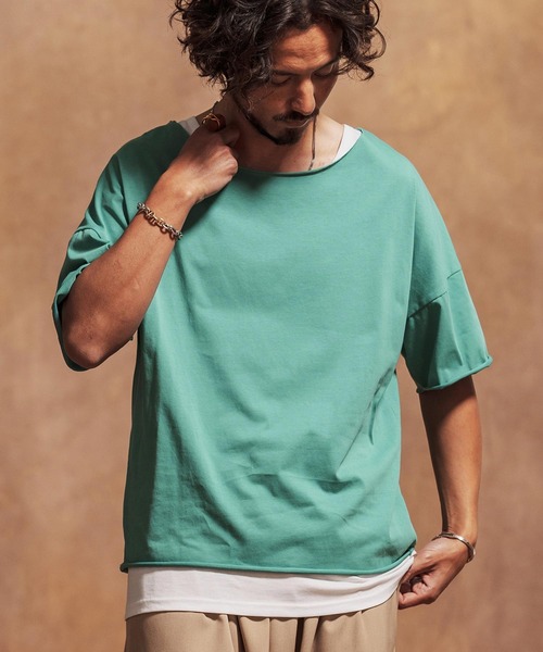 Jih Nunc tシャツ mt9431-ルーズネックカットソー メンズ