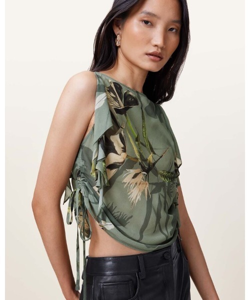 BETTIE FLORAL PRINT ADJUSTABLE DRAWCORD TOP | BETTIE フローラル プリント アジャスタブル ドロー