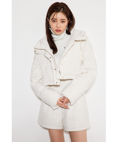 タグ付き】rienda ホワイト ダウンコート Sサイズ ゴムベルト リブ