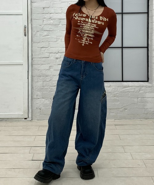 【希少デザイン】PLEASURES ラグ柄 デニムパンツ M相当 ストリート 希少デザイン】PLEASURES ラグ柄 デニムパンツ M相当 ストリート