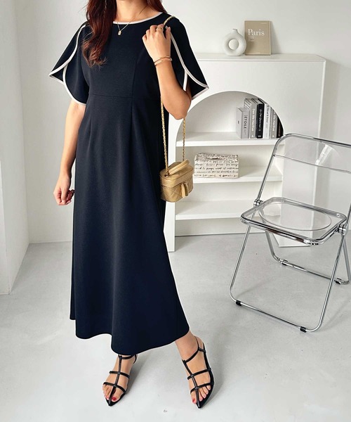 GeeRA（ジーラ） ワンピース 夏にぴったり！スリット入り配色フレアー