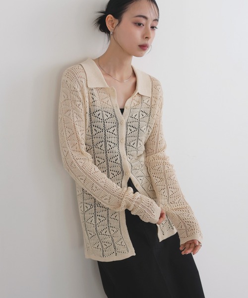 LIAN | メッシュポロニット LIAN ニット セーター メッシュポロニット レディース