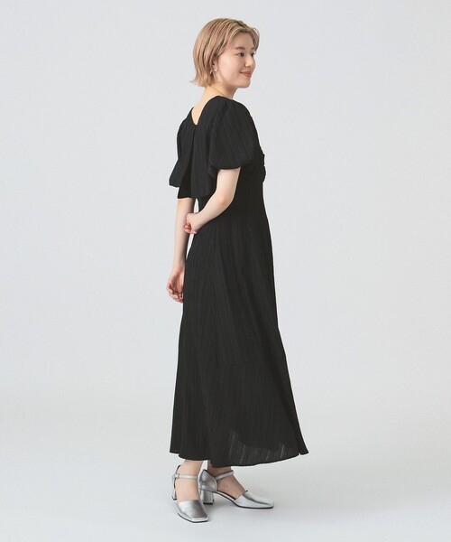 Ray BEAMS ワンピース ジャカード スクエアネック パフスリーブ