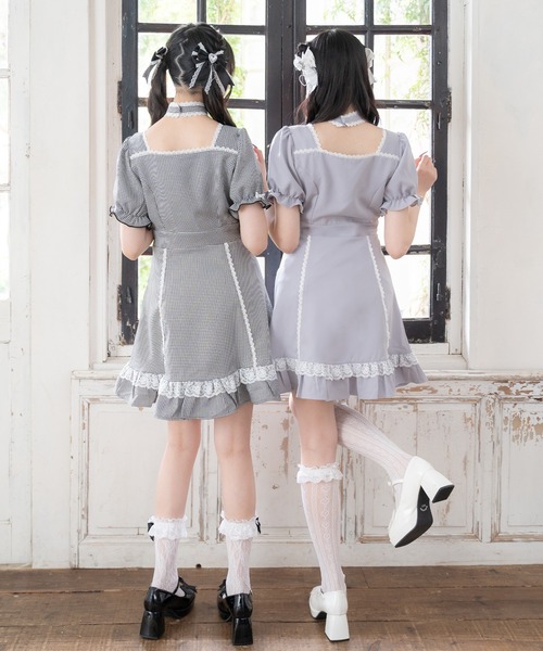 DearMyLove ワンピース 夏 半袖 リボンハートメイドワンピース