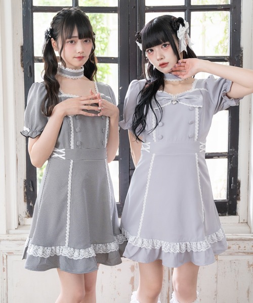 DearMyLove ワンピース 夏 半袖 リボンハートメイドワンピース