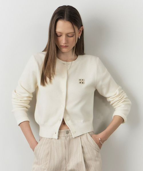 カーディガン LOGO PATCH ROUND CARDIGAN レディース