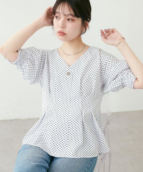 natural couture ブラウス シャツ osonoタックデザインペプラム5