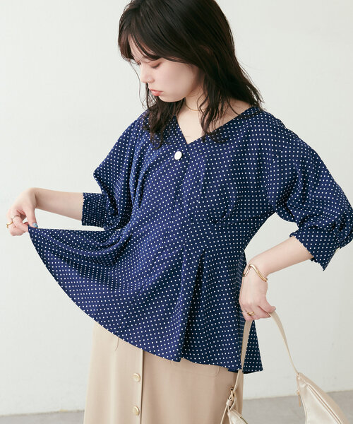 natural couture ブラウス シャツ osonoタックデザインペプラム5