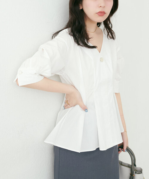natural couture ブラウス シャツ osonoタックデザインペプラム5