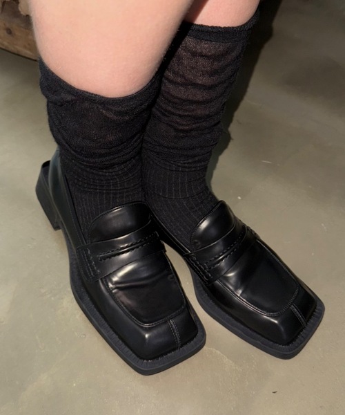 Vintage スクエアトゥ 黒 26cm ローファー Vintage スクエアトゥ 黒