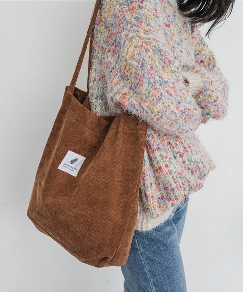 ショルダーバッグ バッグ ワンポイントコーデュロイショルダーバッグ