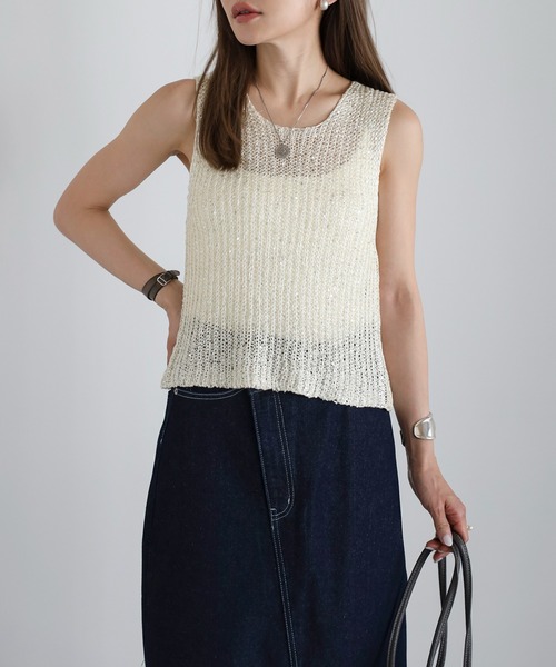 スパンコールノースリーブニット N. Natural Beauty Basic*｜スパンコールノースリーブニット