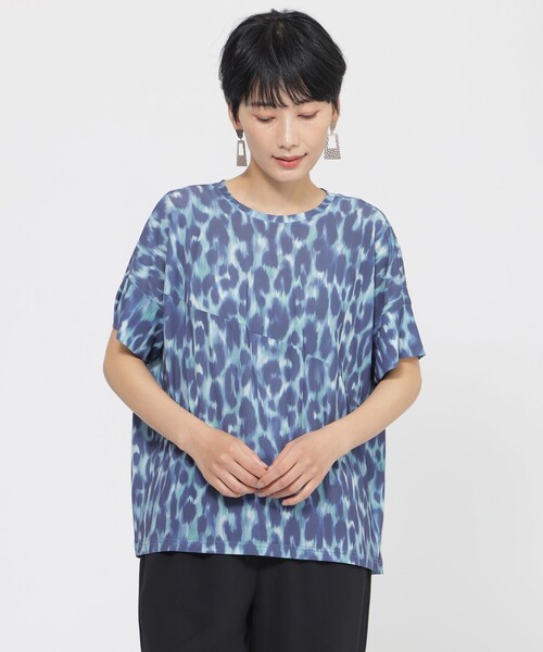 tシャツ 「接触冷感」「ウォシャブル」クールレオパードカットソー レディース