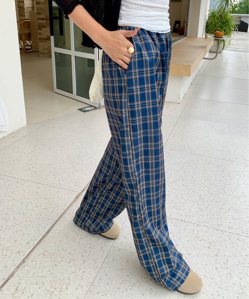 パンツ チェック柄ルーズワイドパンツ レディース : ZOZOTOWN Yahoo!店