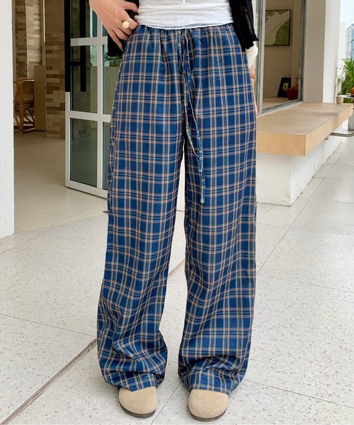 パンツ チェック柄ルーズワイドパンツ レディース : ZOZOTOWN Yahoo!店