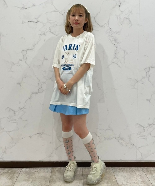 「Candy Stripper」 半袖Tシャツ 2 オフホワイト レディース