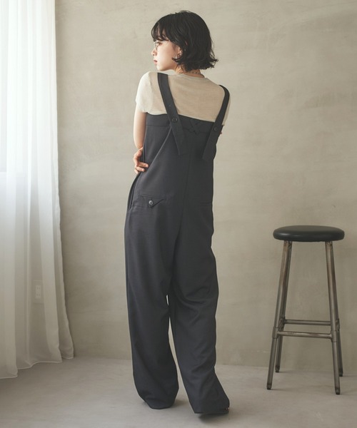 片側サロペットパンツ サロペット オーバーオール pocket detail slacks salopette /ポケット