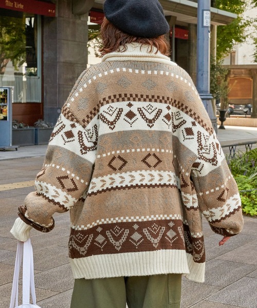 STONE  アイボリー ニットカーディガン w closet（ダブルクローゼット） カーディガン 「25AW」MIXシャギーBIG