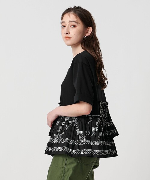 ユナイテッドアローズ　コンビプリーツtシャツ　ブラック UNITED ARROWS（ユナイテッドアローズ）の「コンビ プリーツ T